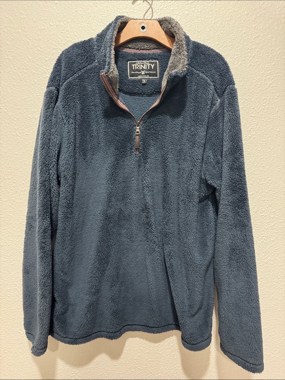 Trinity Men's Charcoal Gray Sherpa Quarter-Zip Pullover